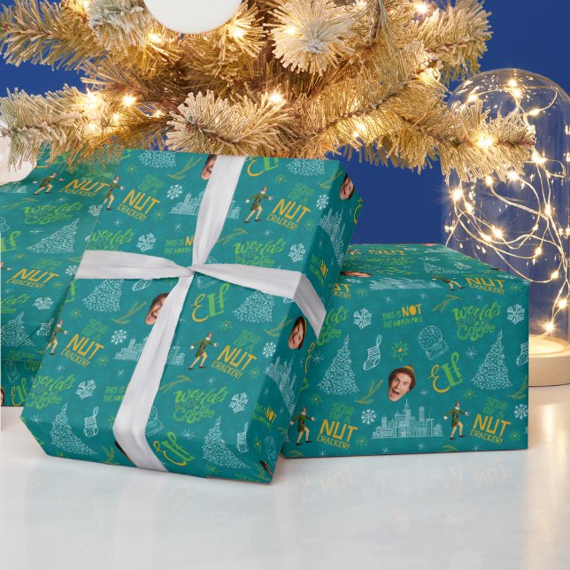 Buddy the Elf Teal Quote Pattern Wrapping Paper (Holidays)