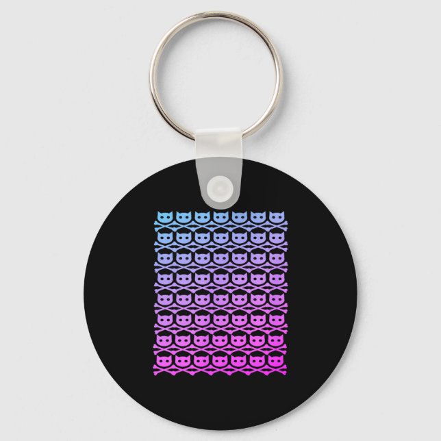 Buddycatafk all over skull pink fade dark  key ring (Front)