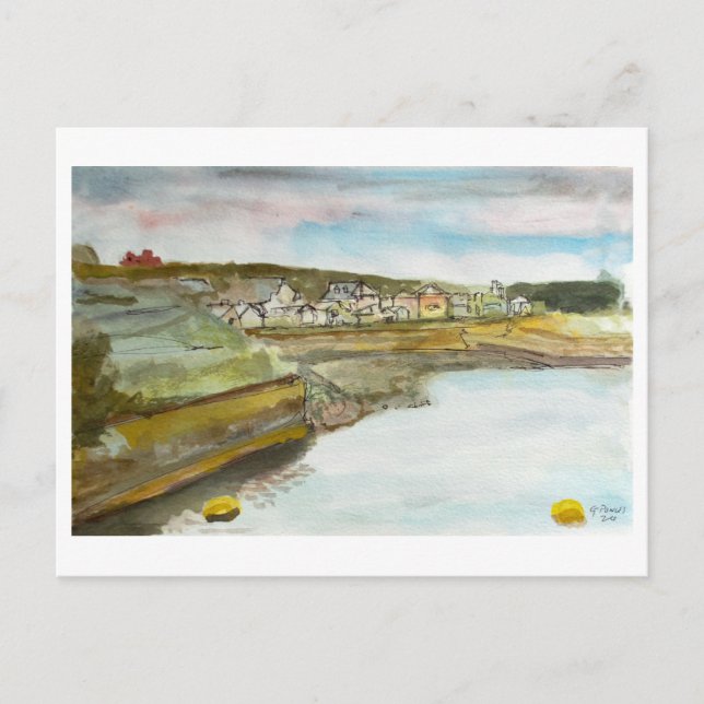 Bude Cornwall Coastal Seascape Art Postcard (Front)