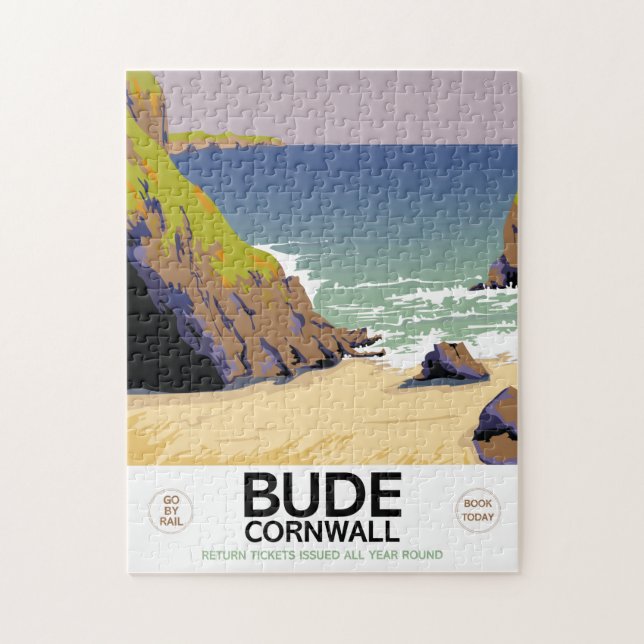 Bude cornwall Seaside travel poster Jigsaw Puzzle (Vertical)