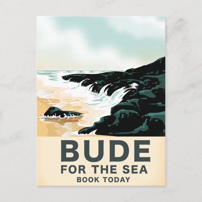 Bude Cornwall travel poster Postcard (Front)