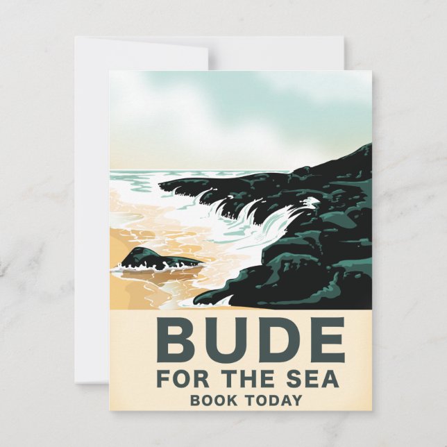 Bude Cornwall travel poster Postcard (Back)