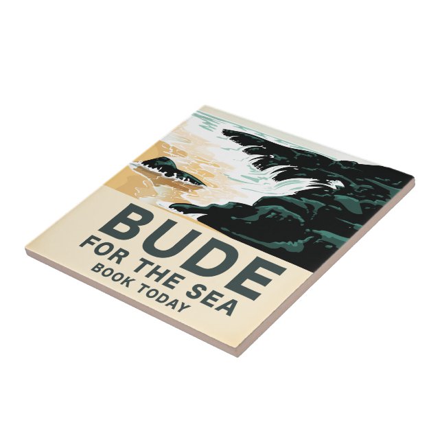 Bude Cornwall travel poster Tile (Side)