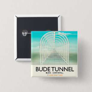 Bude Tunnel, Cornwall Parody Travel poster 15 Cm Square Badge