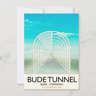Bude Tunnel, Cornwall Parody Travel poster Invitation
