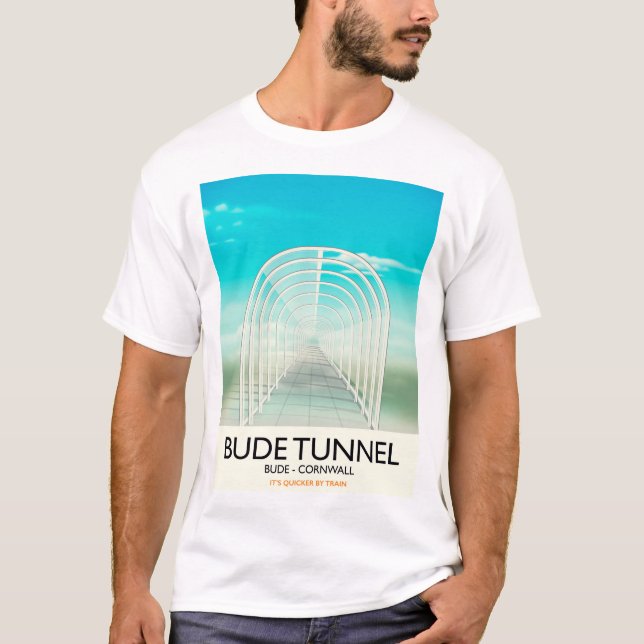 Bude Tunnel, Cornwall Parody Travel poster T-Shirt (Front)