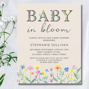 Budge Baby in Bloom Floral Baby Shower Invite 