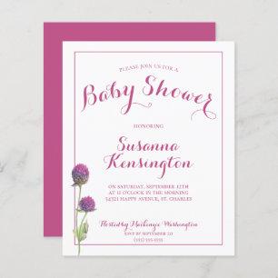 Budge Pink Thistle Baby Girl Shower Invitation