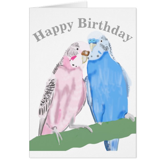 Budgerigar Editable Birthday Card (Front)