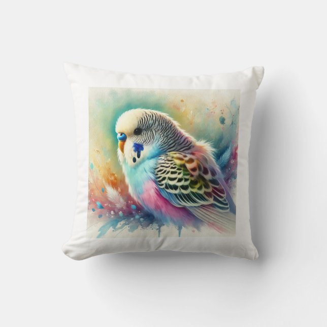 Budgerigar in Colorful Harmony 171024AREF122 - Wat Cushion (Front)