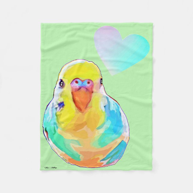 Budgerigar Parakeet Colorful Bird Ombre Heart S Fleece Blanket (Front)