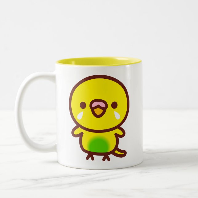 Budgerigar / Recessive pied budgie Two-Tone Coffee Mug (Left)