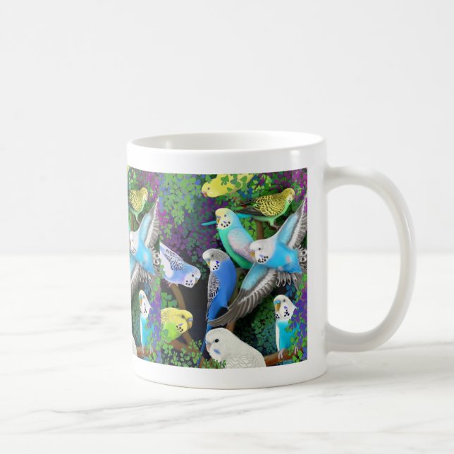 Budgerigars and Ferns Mug (Right)