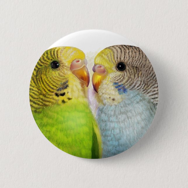 Budgerigars realistic painting 6 cm round badge (Front)