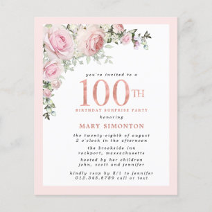 Budget 100th Surprise Birthday Party Pink Floral