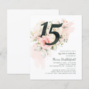Budget 15th Birthday Floral Quinceanera Invitation