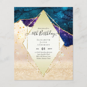 BUDGET 16th Birthday Glittery AGATE Sparkle Invite Flyer
