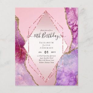 BUDGET 16th Birthday Glittery AGATE Sparkle Invite Flyer