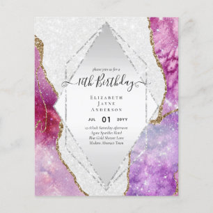 BUDGET 16th Birthday Glittery AGATE Sparkle Invite Flyer