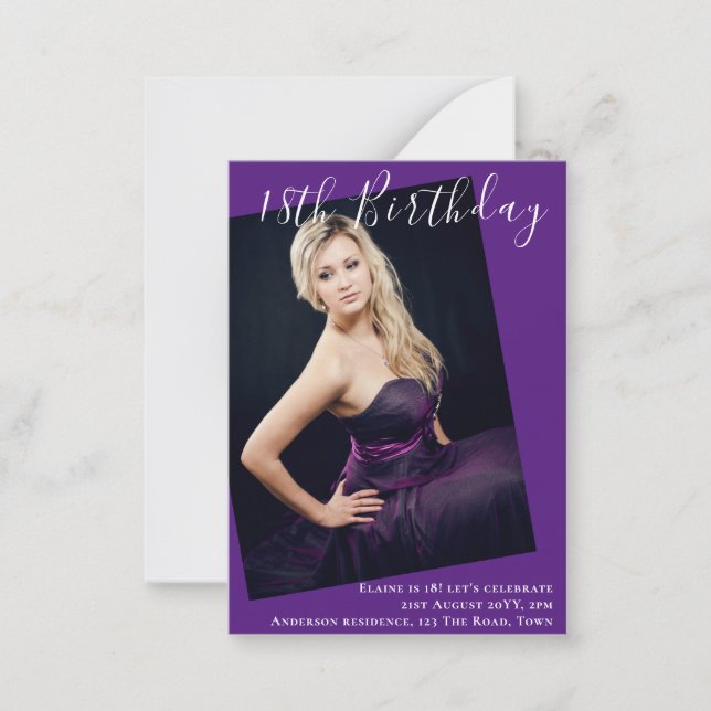 BUDGET 18th Birthday PHOTO Invite Announcement (Front)