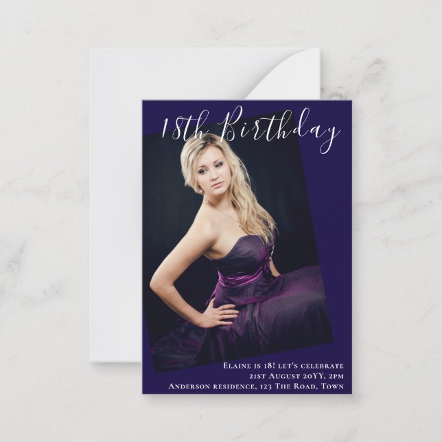 BUDGET 18th Birthday PHOTO Invite Announcement (Front)