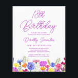 BUDGET 18th Birthday Purple Wildflower Invitation<br><div class="desc">A pretty wildflower border decorates the bottom of this adult 18th birthday party invitation. Purple, blue, yellow and orange flowers create a colourful and happy design to celebrate this milestone birthday. Modern and simple purple calligraphy adds a trendy touch to keep it fresh. The open and carefree lettering flow coordinates...</div>