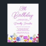 BUDGET 18th Birthday Purple Wildflower Invitation<br><div class="desc">A pretty wildflower border decorates the bottom of this adult 18th birthday party invitation. Purple, blue, yellow and orange flowers create a colourful and happy design to celebrate this milestone birthday. Modern and simple purple calligraphy adds a trendy touch to keep it fresh. The open and carefree lettering flow coordinates...</div>
