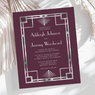 Budget 1920s Vintage Deco Burgundy Silver Wedding