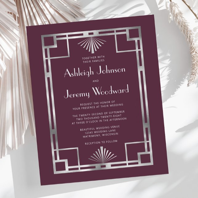 Budget 1920s Vintage Deco Burgundy Silver Wedding (Creator Uploaded)