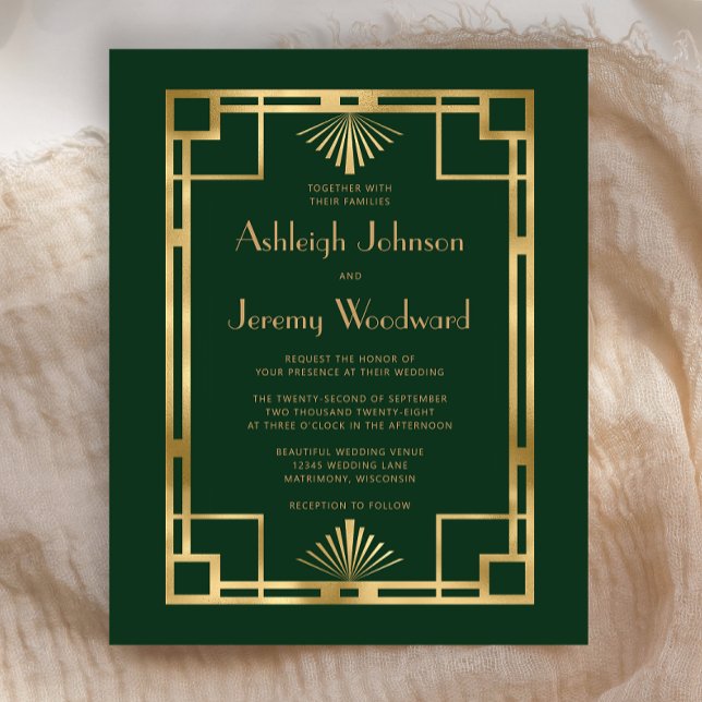 Budget 1920s Vintage Deco Green Gold Wedding (Creator Uploaded)