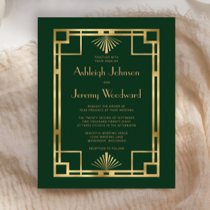 Budget 1920s Vintage Deco Green Gold Wedding