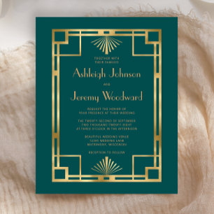 Budget 1920s Vintage Deco Teal Gold Wedding