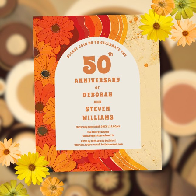 Budget 1970s 50th Wedding Anniversary Invitation (Budget 1970s 50th Wedding Anniversary Invitation)