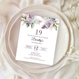 BUDGET 19th Birthday Party Purple Lilac Floral