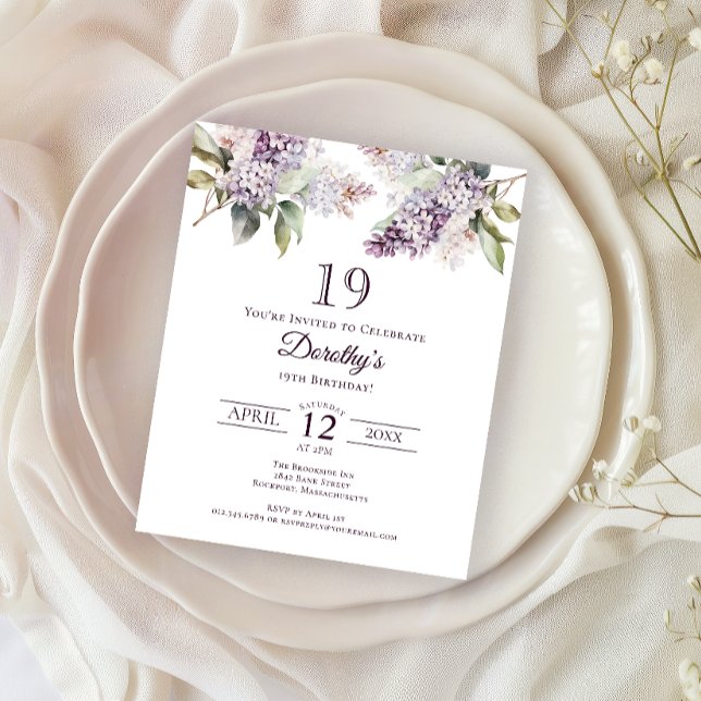 BUDGET 19th Birthday Party Purple Lilac Floral (Creator Uploaded)