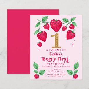 Budget 1st Birthday Berry First Birthday Invite
