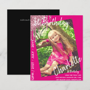 BUDGET 1st Birthday Girl One Today PHOTO Invite