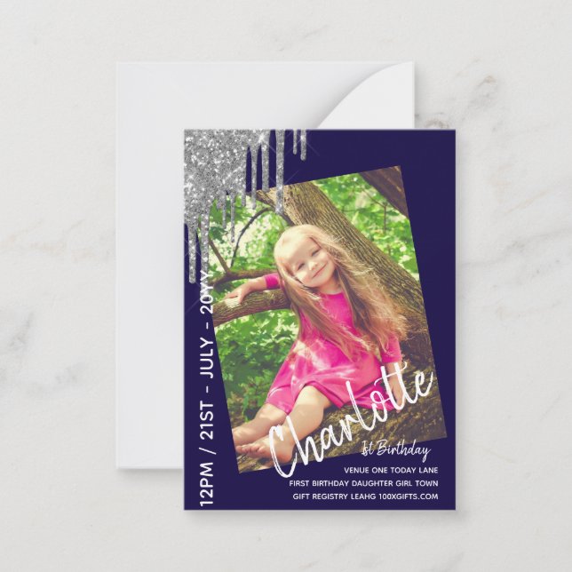 BUDGET 1st Birthday Girl One Today PHOTO Invite (Front)