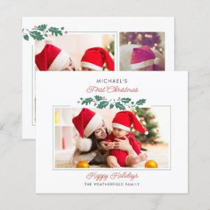 Budget 1st Christmas Baby Photos Holiday Card