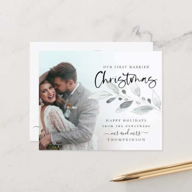 Budget 1st Married Christmas Foliage Photo Holiday (Front/Back In Situ)