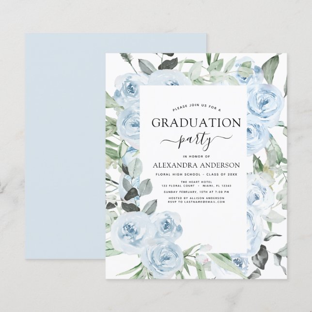 Budget 2021 Dusty Blue Graduation Floral (Front/Back)