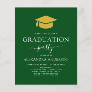 Budget 2021 Graduation Party Green Gold Flyer