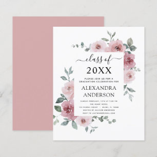 Budget 2022 Dusty Rose Pink Graduation Floral