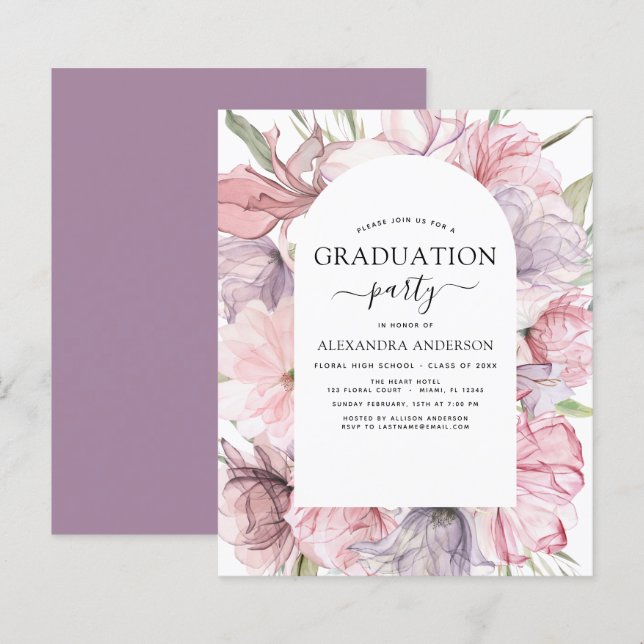 Budget 2022 Graduation Boho Dusty Pink Purple (Front/Back)