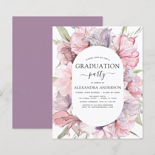 Budget 2022 Graduation Boho Dusty Pink Purple (Front/Back)