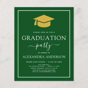 Budget 2022 Graduation Party Green Gold Flyer
