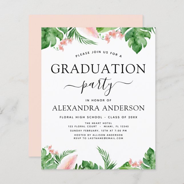 Budget 2022 Graduation Tropical Palm Floral (Front/Back)