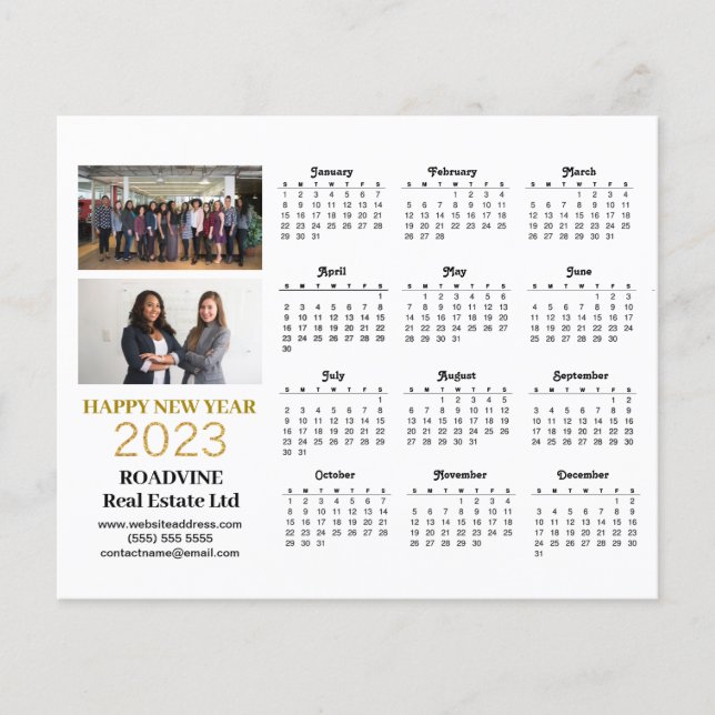 Budget 2023 Business Modern Script Calendar Card (Front)