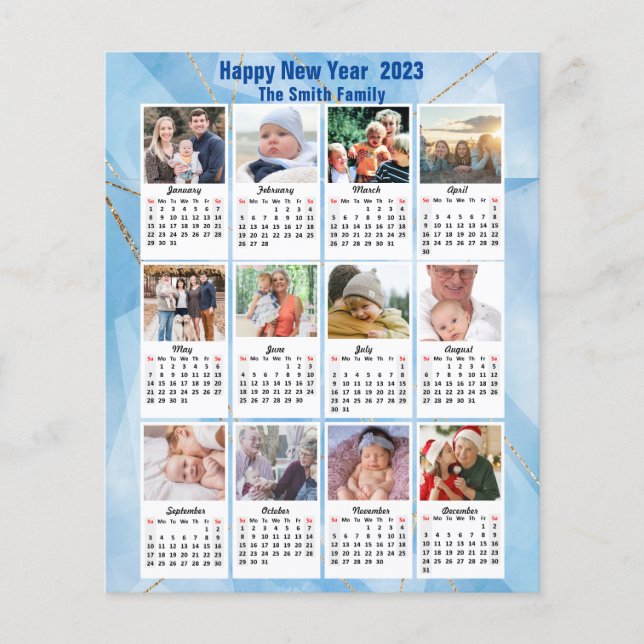 Budget 2023 Calendar Modern Family Photo Blue Card (Front)