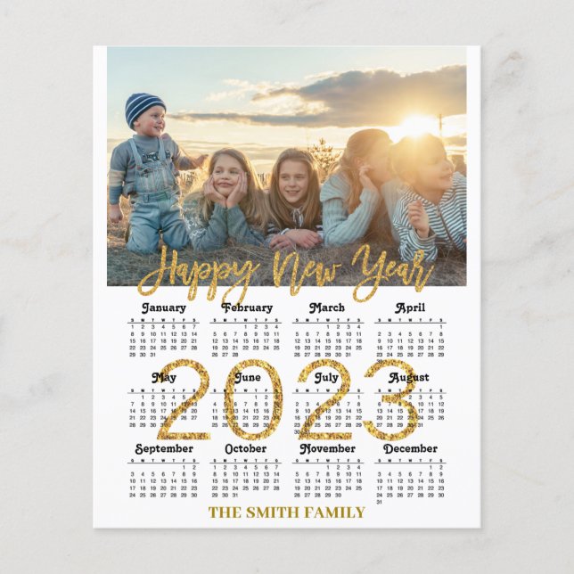 BUDGET 2023 Calendar Modern Family Photo Card (Front)